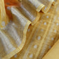 Sunflower yellow handloom linen silk suit fabric with zari weaving