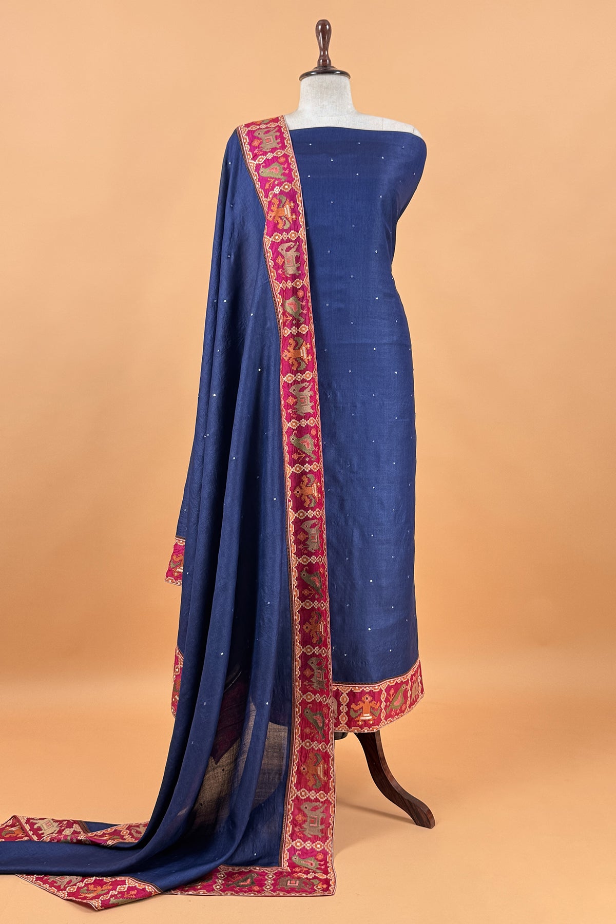 Traditional indian wedding wear tussar silk suit