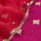 Deep Pink Pure Chiniya Silk Kurta And Kora Silk Dupatta With Handwork