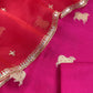 Deep Pink Pure Chiniya Silk Kurta And Kora Silk Dupatta With Handwork