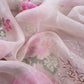 Senorita Dreamy Pink Handloom Organza Silk Suit Fabric With Cross-Stitch Embroidery
