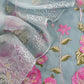 Senorita Dreamy  Blue Handloom Organza Silk Suit Fabric With Cross-Stitch Embroidery
