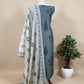 American Brown Chanderi Hand-block Suit With Off White Jamdani Dupatta