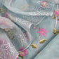 Senorita Dreamy  Blue Handloom Organza Silk Suit Fabric With Cross-Stitch Embroidery