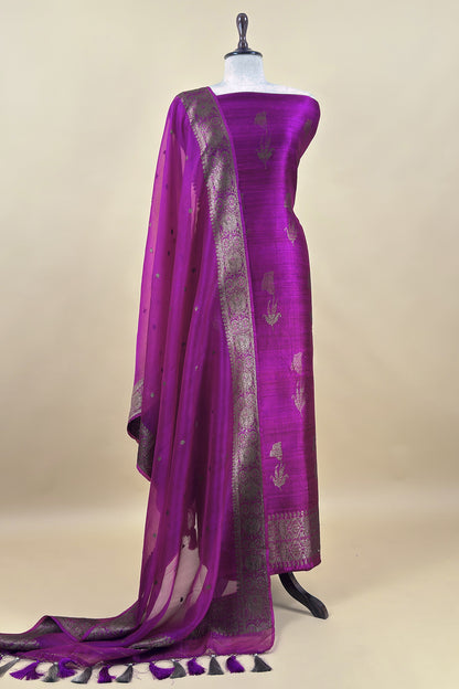 Handloom Raw Silk Suit With Kora Silk Dupatta