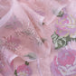 Senorita Dreamy Baby Pink Handloom Organza Silk Suit Fabric With Cross-Stitch Embroidery