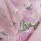 Senorita Dreamy Baby Pink Handloom Organza Silk Suit Fabric With Cross-Stitch Embroidery
