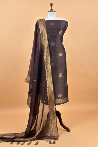 Handloom Raw Silk Suit With Kora Silk Dupatta