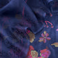 Senorita Dreamy Navy Blue Handloom Organza Silk Suit Fabric With Cross-Stitch Embroidery
