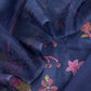 Senorita Dreamy Navy Blue Handloom Organza Silk Suit Fabric With Cross-Stitch Embroidery