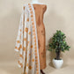 American Brown Chanderi Hand-block Suit With Off White Jamdani Dupatta