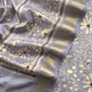 Purple Chanderi Unstitched Suit In Kantha Border