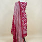 Red Maheshwari Silk Unstitched Suit With Dupatta