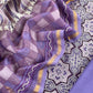Purple Ajrakh Mahehswari Silk Unstitched Suit With Dupatta