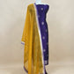Purple and Yellow Handloom Raw Silk Suit With Kora Silk Dupatta
