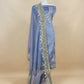 Cornflower Blue Pure Silk Suit With Dori embroidery, Jhalar laces, Appliqué And Gota Handwork