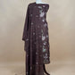 Brown Handloom Tussar Suit Fabric With Cross-Stitch Embroidery