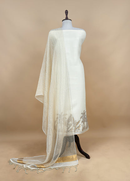 Kalasheel Luxe Black Kora Silk Kurta With Tissue Silk Dupatta With Tissue Appliqué Work