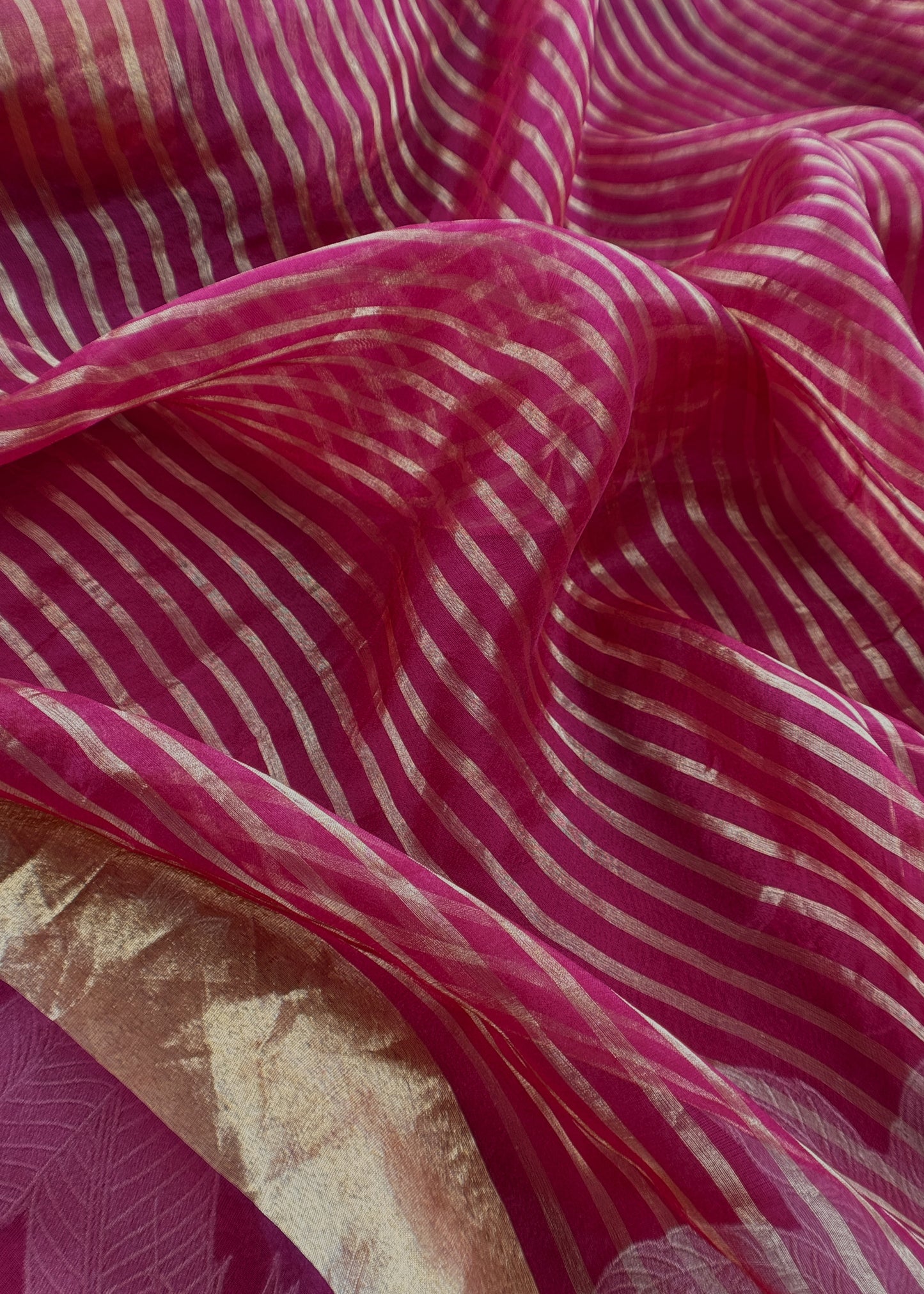 Maroon Chidiya Handloom Kora Silk Suit With Gold Tissue Appliqué Work