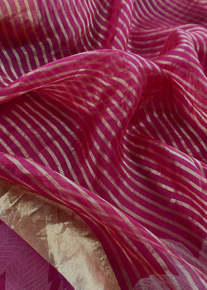 Maroon Chidiya Handloom Kora Silk Suit With Gold Tissue Appliqué Work