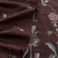 Brown Handloom Tussar Suit Fabric With Cross-Stitch Embroidery