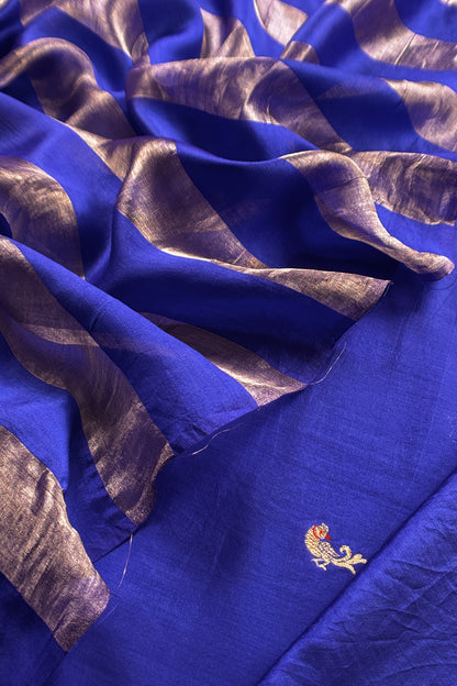 Blue Handloom Silk Kurta And Tissue Silk Dupatta With Kadwa Weaving