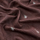 Brown Handloom Tussar Suit Fabric With Cross-Stitch Embroidery