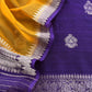 Purple and Yellow Handloom Raw Silk Suit With Kora Silk Dupatta