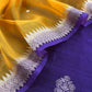 Purple and Yellow Handloom Raw Silk Suit With Kora Silk Dupatta
