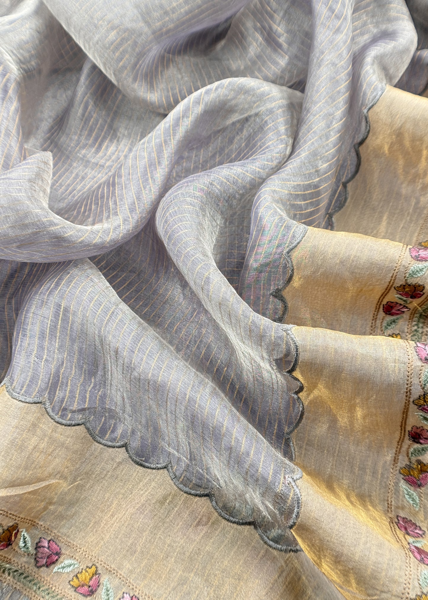 Lilac Unstitched Tissue Silk Suit With Dupatta