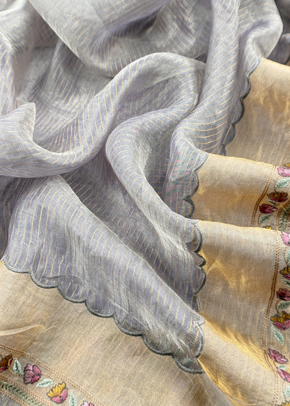 Lilac Unstitched Tissue Silk Suit With Dupatta