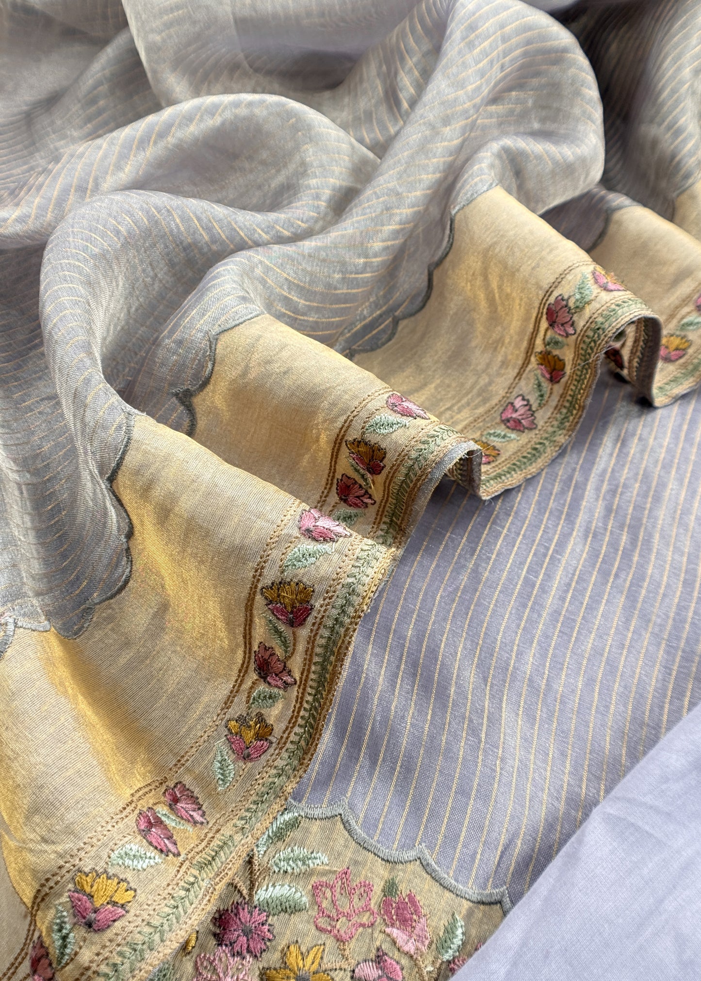 Lilac Unstitched Tissue Silk Suit With Dupatta