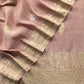 Peach Bloom Handloom Linen Silk With Kadwa Weaves