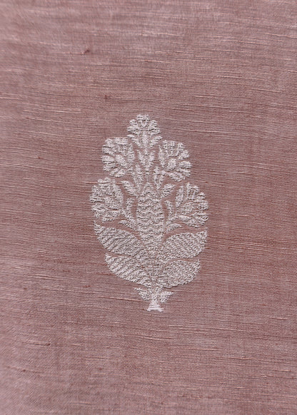 Peach Bloom Handloom Linen Silk With Kadwa Weaves
