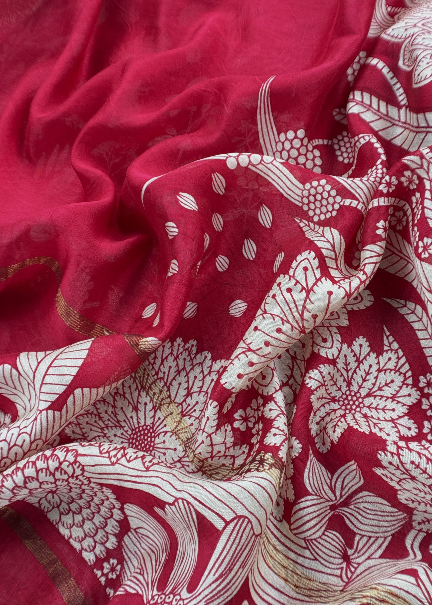 Red Maheshwari Silk Suit With Dupatta