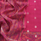 Pink Handloom Maheshwari Silk Unstitched Suit With Kalamkari Dupatta