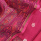 Pink Handloom Maheshwari Silk Unstitched Suit With Kalamkari Dupatta