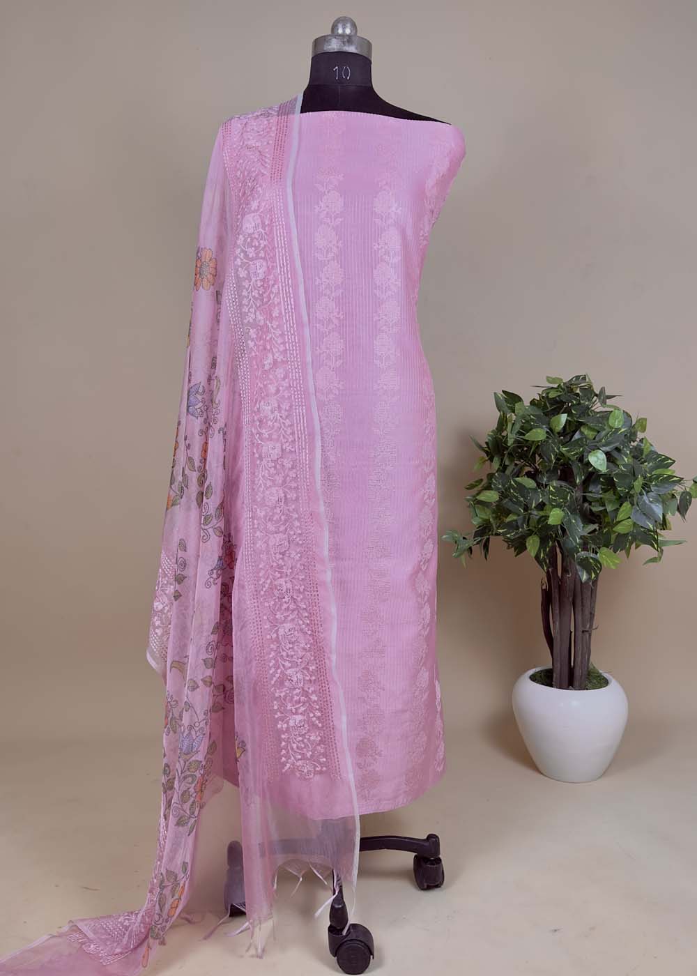 Pink maheshwari organza suit salwar  