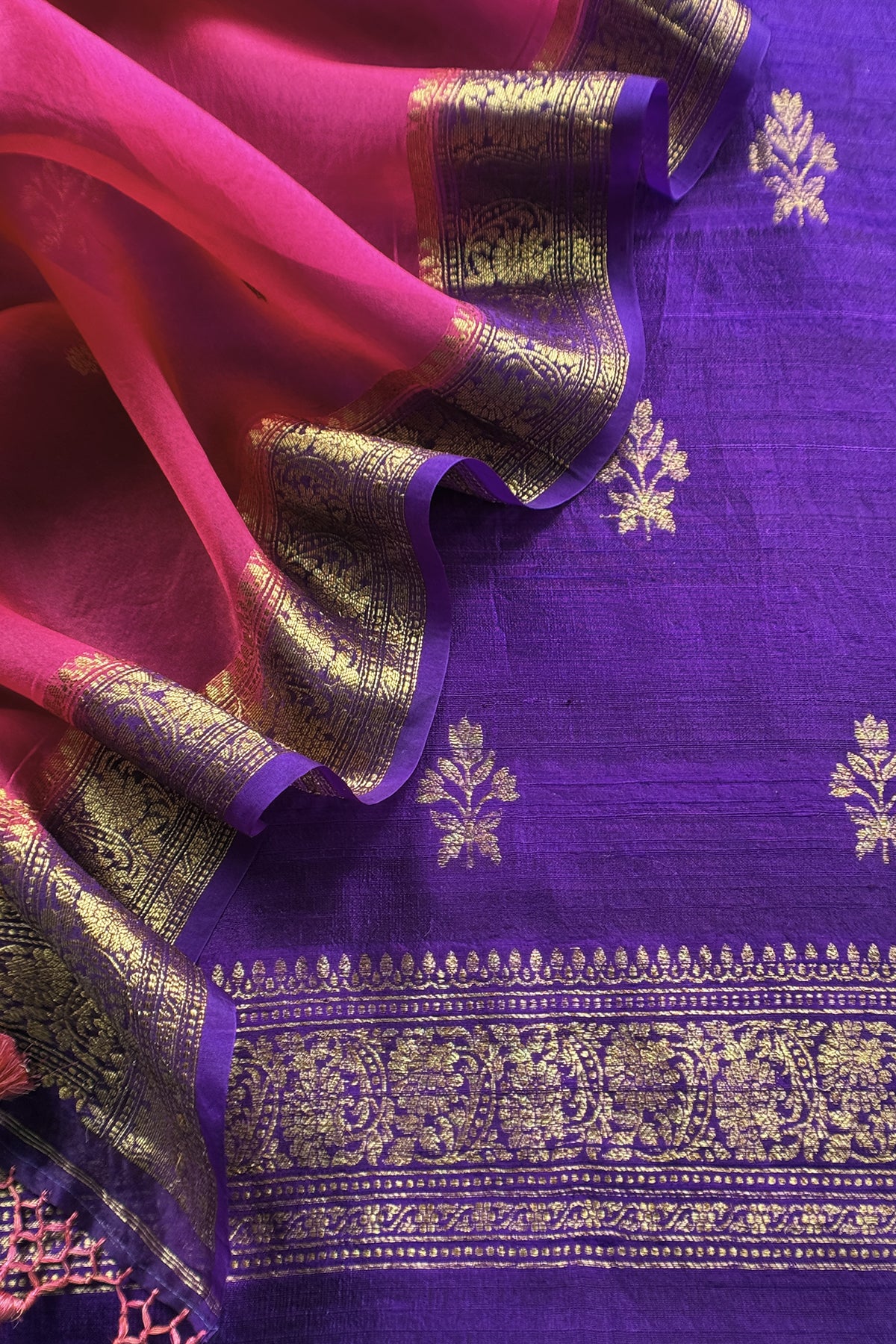 Purple Handloom Raw Silk Kurta And Kora Silk Dupatta With Kadwa Weaving