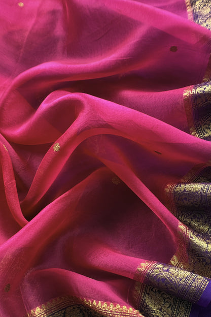 Purple Handloom Raw Silk Kurta And Kora Silk Dupatta With Kadwa Weaving