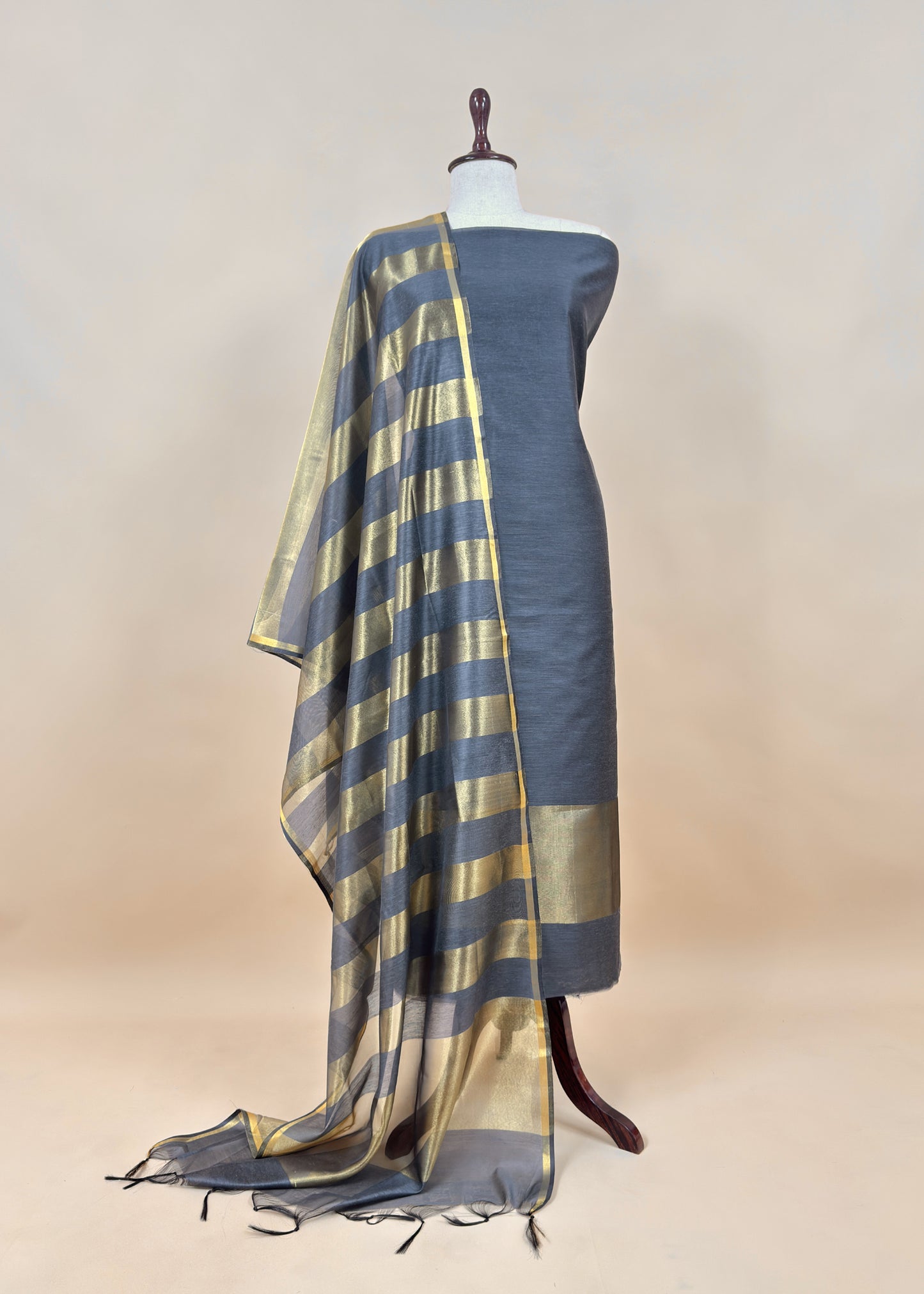 Black Banarasi Chanderi Suit With Dupatta
