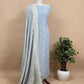Blue Handloom Chiffon Suit Fabric With Zari Weaving Cutwork
