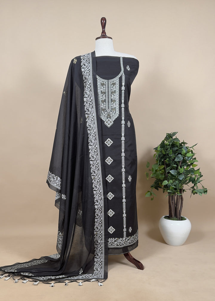 Blue tunic with jamdani detailing