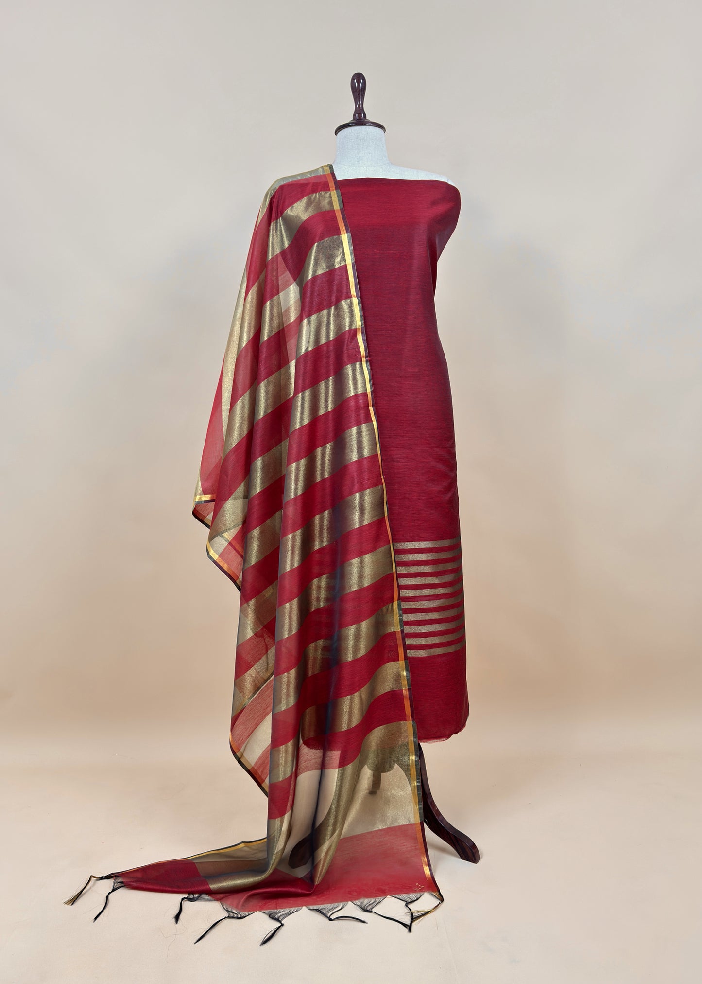Pink Banarasi Chanderi Suit With Dupatta