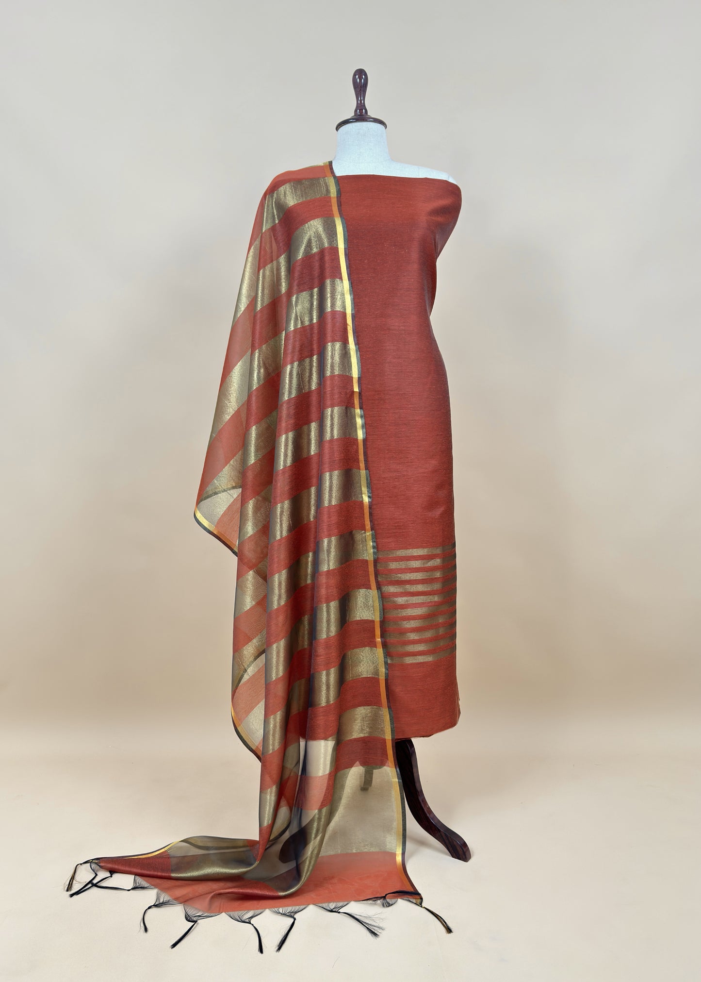 Pink Banarasi Chanderi Suit With Dupatta