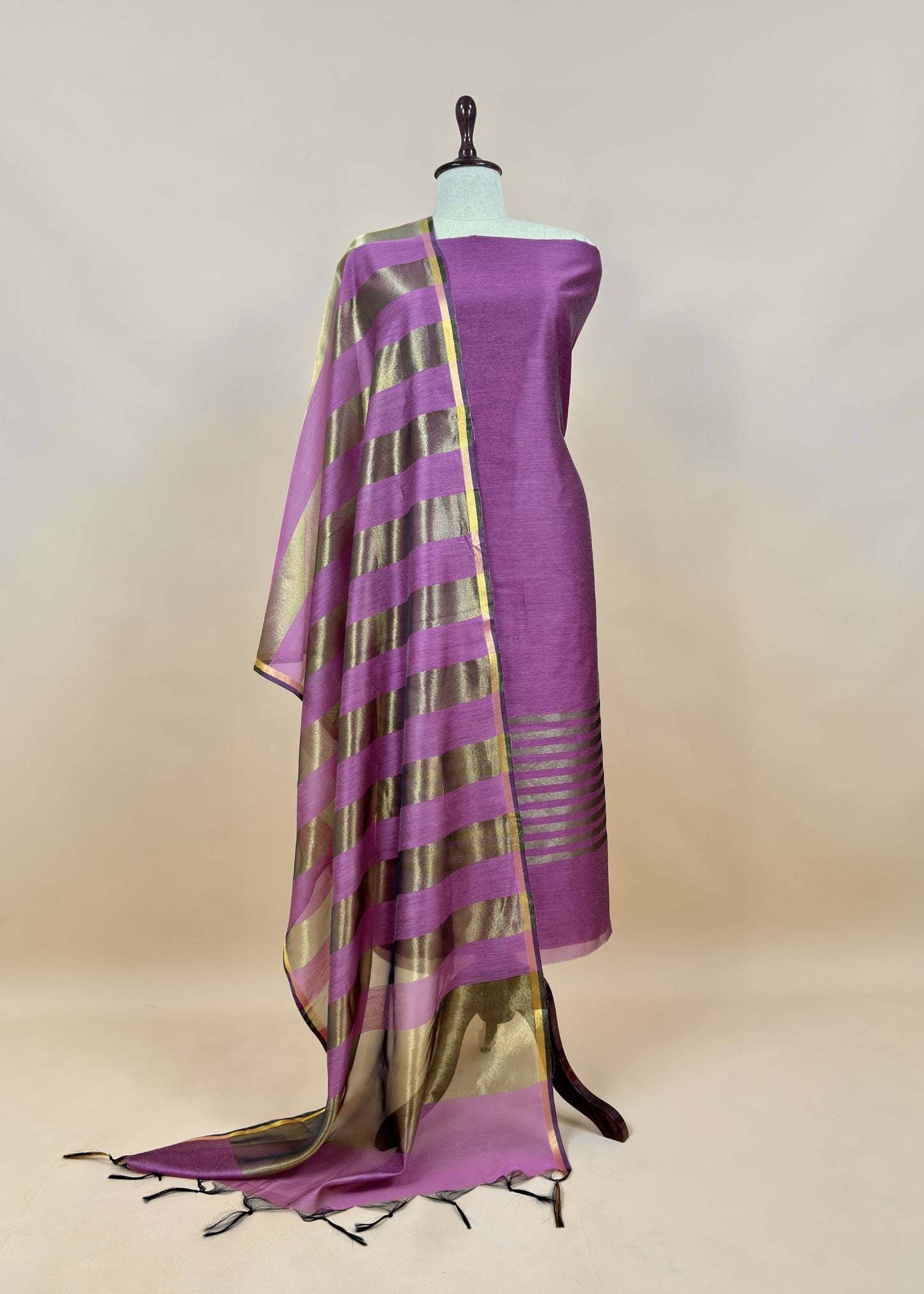Pink Banarasi Chanderi Suit With Dupatta