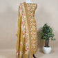 Golden Yellow Handloom Linen Silk Suit With Digital Print