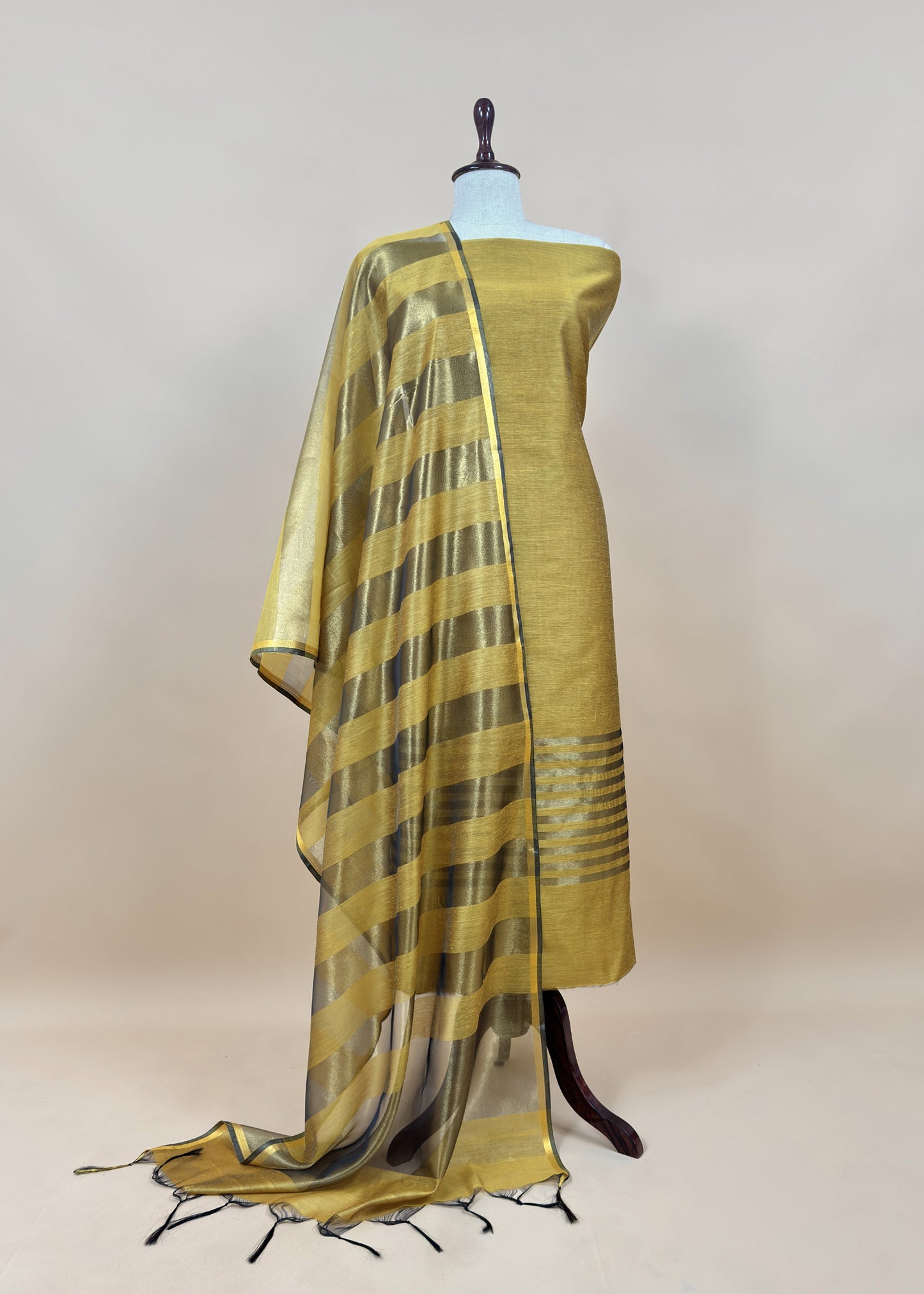 Pink Banarasi Chanderi Suit With Dupatta