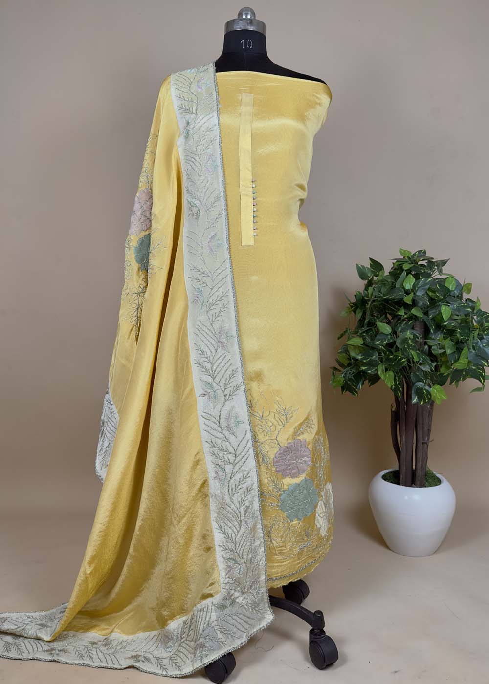 Off White Soft Tissue Organza Suit With Gotapati Work