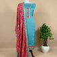 Blue Satin Silk With Phulkari Dupatta.